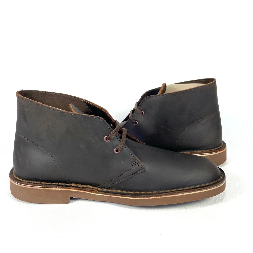 Clarks Bushacre 2 Chukka Boots Mens 8W Dark Brown Beeswax Leather NWOB